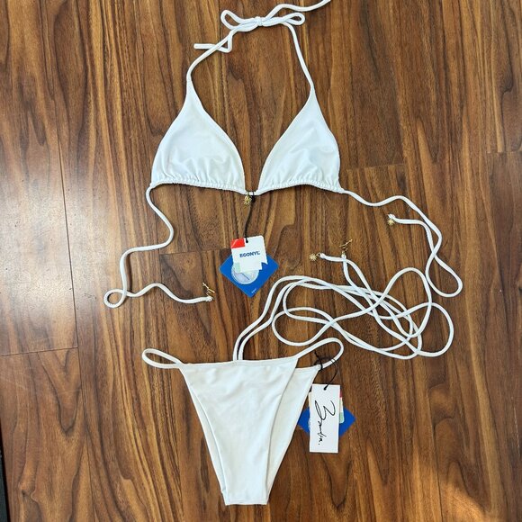 Bamba Swim White SOL Halter Triangle Bikini Set - Picture 4 of 9